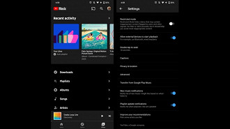 Nova funcionalidade de exibição de atividade recente no aplicativo YouTube Music. Fonte: 9to5google