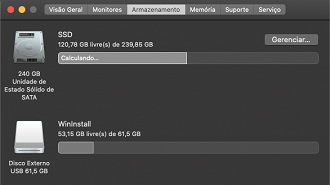 Sobre este Mac > Armazenamento