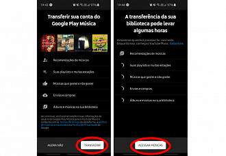 Dependendo da quantidade de conteúdo existente em sua conta Google Play Music, a transferência pode demorar.