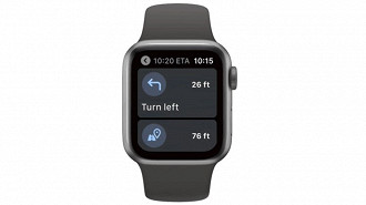 Instruções do app Google Maps no Apple Watch. Fonte: Google