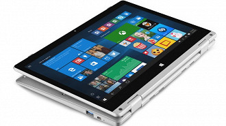 Notebook Multilaser M11W Prime com a tela girada em 360° para utilizá-lo como tablet.Fonte: Multilaser
