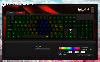 Infelizmente os LEDs do teclado não batem com a cor escolhida no software