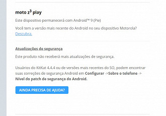 Site da Motorola confirma fim do suporte do Moto Z3 Play