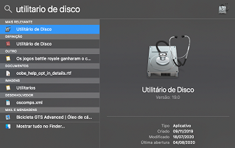 Spotilight > Utilitário de Disco