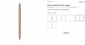 S Pen do Galaxy Note 20 no site da Samsung