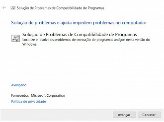 Abra o Solucionador de Problemas de compatibilidade do Windows 10