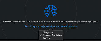 Selecione com quem o seu Mac deve ficar visível no Airdrop