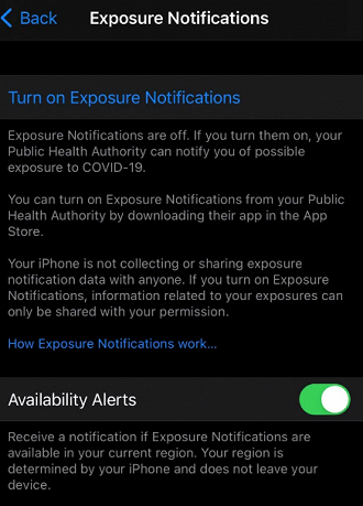 Notificações Expressas do CODIV-19 no iOS 13.7