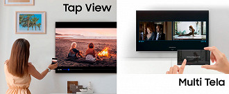 Tap View e Multi Tela são recurso que ambas as TVs 8K da Samsung trazem.