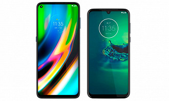 Moto G9 Plus e Moto G8 Plus lado a lado, tela maior, formato 20:9 e câmera na lateral esquerda superior. Tamanho maior, mais bateria!