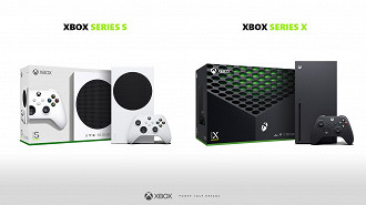 Arte da caixa do Xbox Series S (esquerda) e do Xbox Series X (direita). Fonte: Twitter