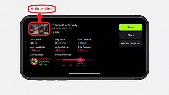 Compartilhamento de tela com o iPhone do app Fitness Plus. Fonte: Apple
