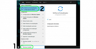 Digite Windows Update na busca para acessar rapidamente a janela correspondente.