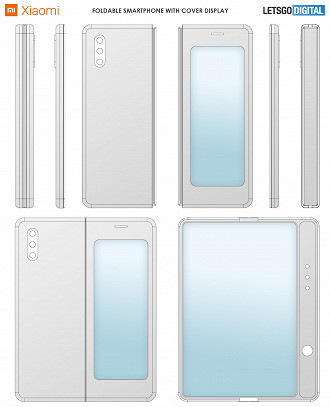 Imagens do dobrável da Xiaomi, estilizadas por LetsGoDigital (Fonte da imagem: LetsGoDigital)