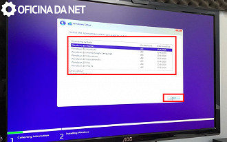 Selecione a versão do Windows e clique em Next