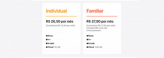 Apple One - no Brasil, planos individual e Familiar.