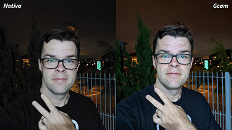 Selfie Gcam vs Nativa S10 Lite: noturna, uma fonte de luz