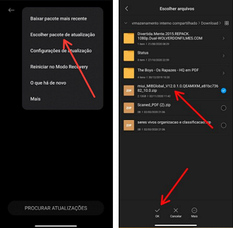 Caso a opção para escolher o pacote não apareça, dê 9 toque sobre o logotipo da MIUI 11. Foto: Screenshot/Lucas Ribeiro.