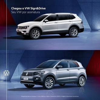Carros disponíveis para aluguel por assinatura pelo programa VW Sign&Drive. Fonte: Volkswagen