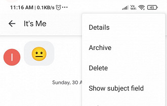 A opção Show Subject Field, deverá mostrar o campo de assunto e sugerir o envio de um MMS. A opção Show Subject Field, deverá mostrar o campo de assunto e sugerir o envio de um MMS.