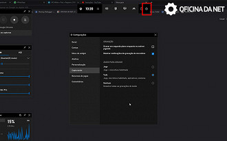 Clique na engrenagem para abrir as configurações de captura