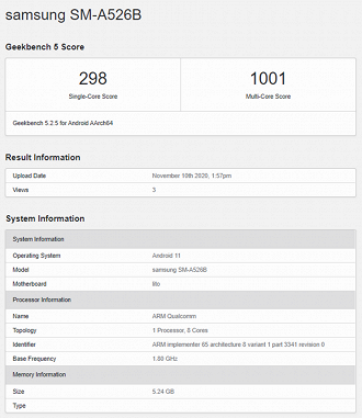 Foto; Reprodução/Geekbench.