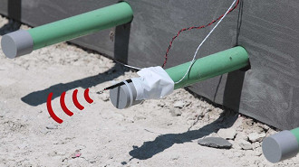 Sensores inteligentes instalados no concreto. Fonte: Purdue University