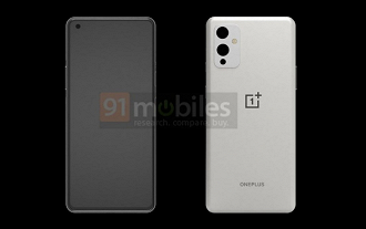 Imagem do OnePlus 9 renderizado.