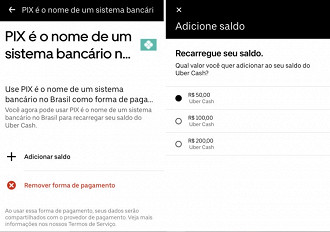 Telas no app Uber. Fonte: Uber