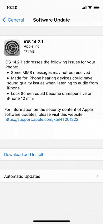 Correções na atualização do iOS 14.2.1