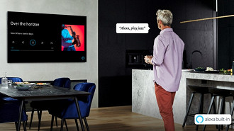 Assistente de voz virtual da Amazon, Alexa, sendo utilizado na TV Samsung de 2020. Fonte: Samsung Assistente de voz virtual da Amazon, Alexa, sendo utilizado na TV Samsung de 2020. Fonte: Samsung