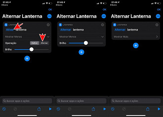 Clique em Ativar para mudar para Alternar lanterna.