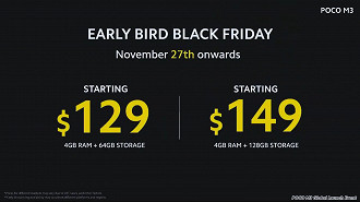 A partir de 27 de novembro, o Poco M3 estará disponível com descontos de Black Friday.