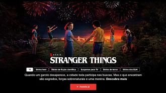 Stranger Things no catálogo de filmes e séries com acesso gratuito. Fonte: Netflix