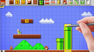 Cena de criação de uma fase em Super Mario Maker. Fonte: Nintendo