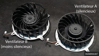 Modelos diferentes de cooler do PS5. Fonte: lesnumeriques