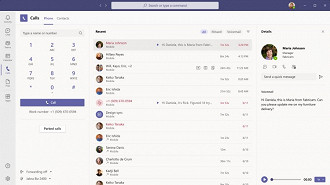 Tela do Microsoft Teams para ligações no PC. Fonte: Microsoft