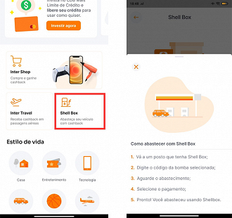 Função Shell Box no Inter. Foto: Printscreen.