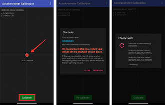Calibragem do acelerômetro. Foto: Printscreen.