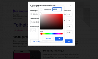 Cores personalizadas Google Docs