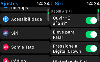 App Watch > Siri > Pedir à Siri.