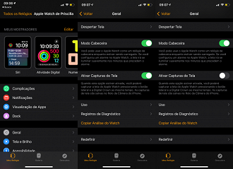 App Watch > Geral > Ativar Capturas de Tela.