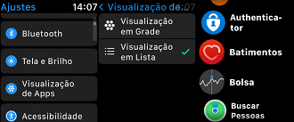 App Watch > Visualização de Apps > Visualização em Lista.