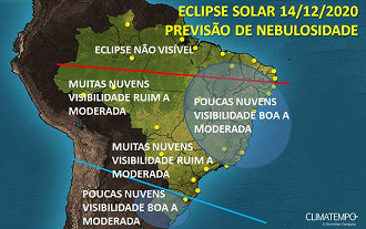 O céu não estará limpo em boa parte do Brasil durante o fenômeno. (Imagem: Reprodução/ClimaTempo) O céu não estará limpo em boa parte do Brasil durante o fenômeno. (Imagem: Reprodução/ClimaTempo)