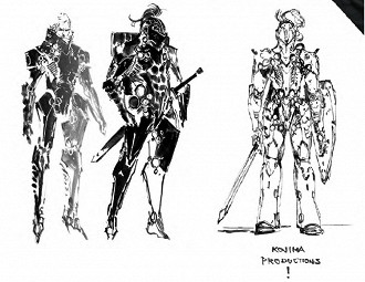 Esboços de LUDENS como cavaleiro. Fonte: Kojima Productions
