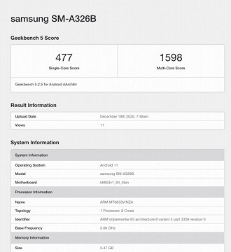 Detalhes do benchmark realizado pelos engenheiros do Geekbench. (Imagem: Geekbench)