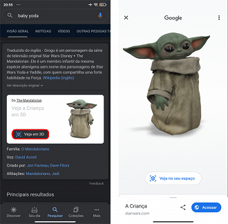 Baby Yoda em 3D. Foto: Printscreen.