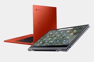A tela QLED dá a verdadeira sensação premium ao novo Chromebook 2. (Imagem: Divulgação/Samsung)