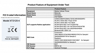 Moto Nio aparece com suporte a redes 5G e Bluetooh Low Energy. (Imagem: FCC/GSM Arena)