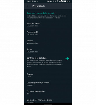 Privacidade no Whatsapp